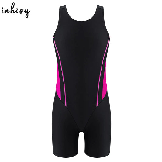 Girls Sleeveless Rashguard One Piece Swimsuit Jumpsuit
