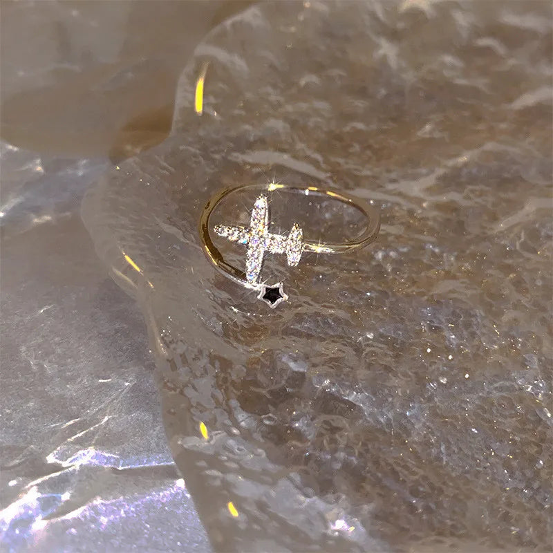 Two Color Black Heart Ring For Women Minimalist Punk Jewelry