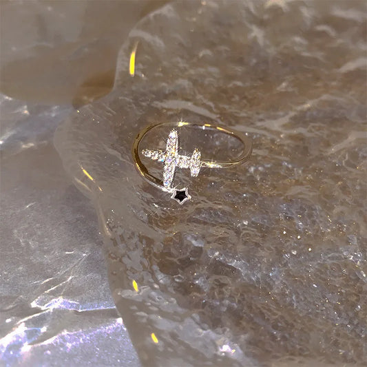 Two Color Black Heart Ring For Women Minimalist Punk Jewelry