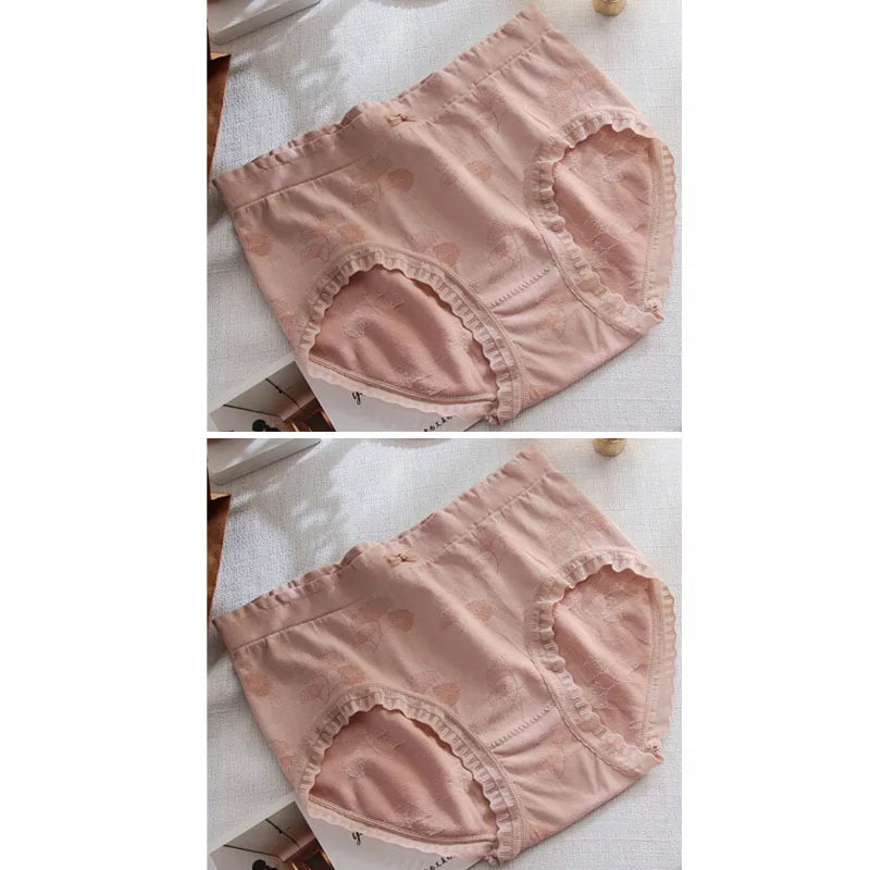 2 Pack Lace Wavy Trim Panties Womens Comfort Underwear