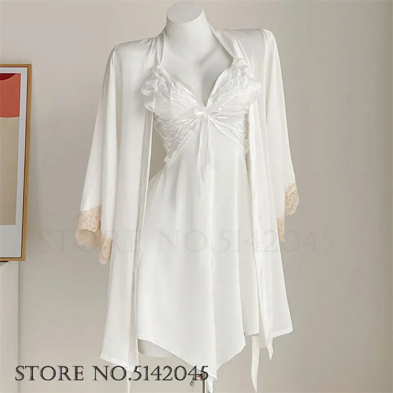 Temptation Lace Nightgown And Robe Set Satin Sleepwear