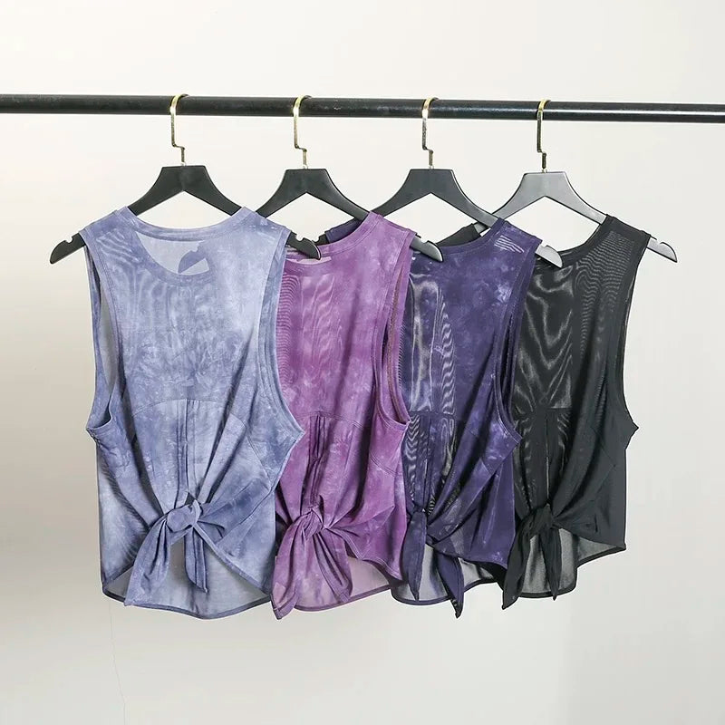 Womens Quick Dry Sports Vest Sleeveless Mesh Yoga Top