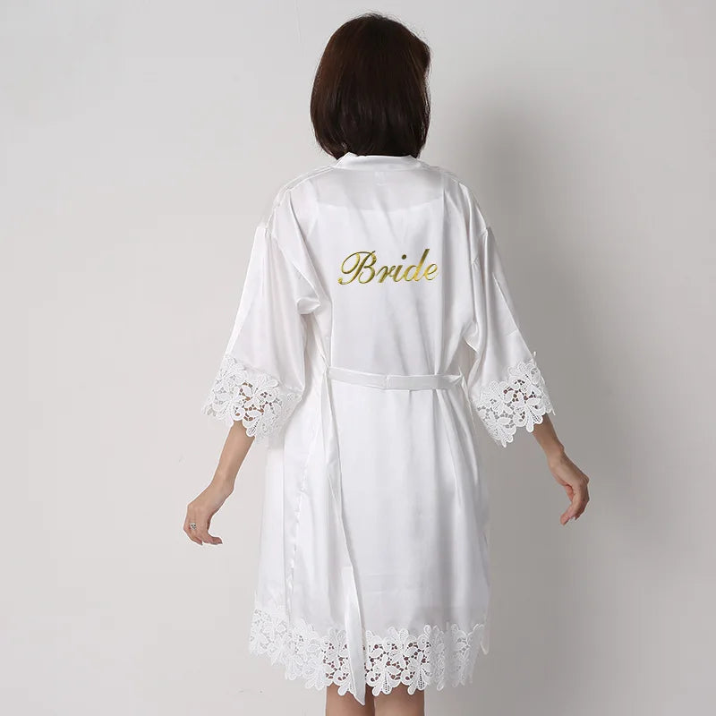 White Wedding Robe Embroidered Mother Bride Kimono Gown