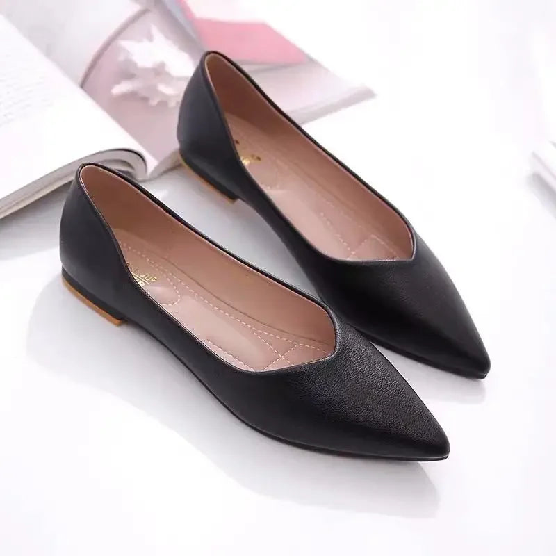 Spring Women Flat Shoes Pointed Toe Loafers Soft Bottom