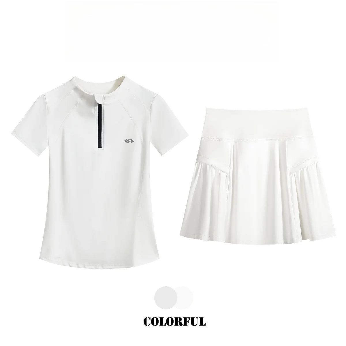 DRUR 2 Piece Tennis Skirt Set Women Summer Sports Outfit