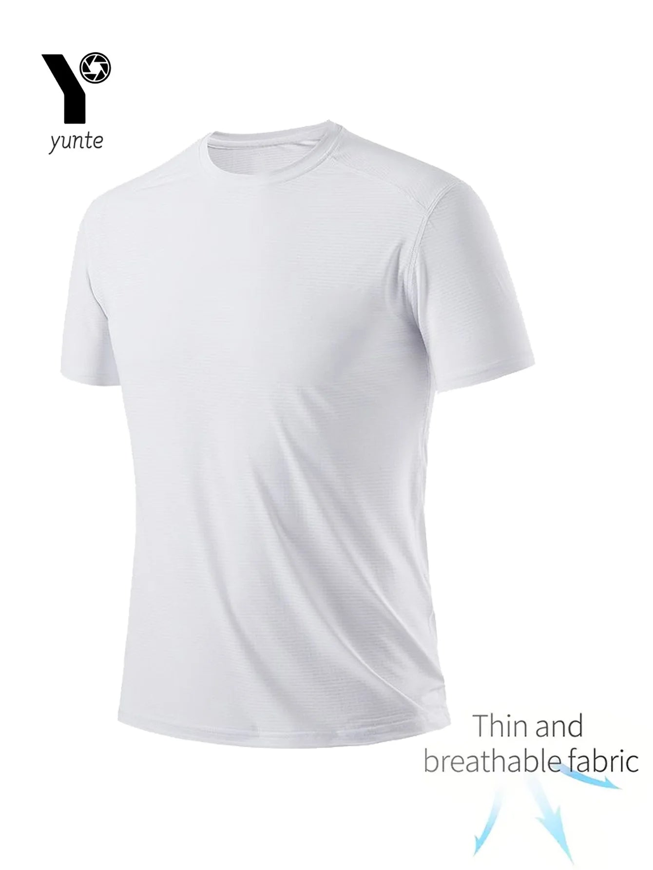 Round Neck White T Shirt Ultra Light Quick Dry For Men