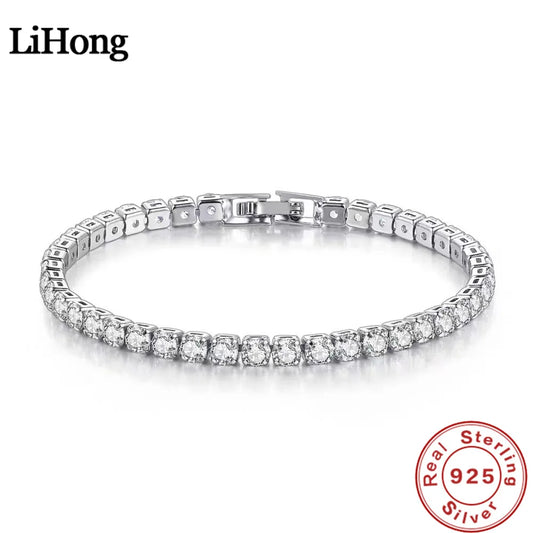 S925 Sterling Silver Zirconia Tennis Bracelet Women 16-20cm