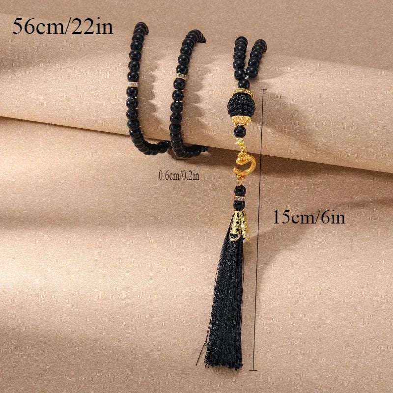 New 8 Cm 33 Black Gallstone Muslim Prayer Beads Unisex