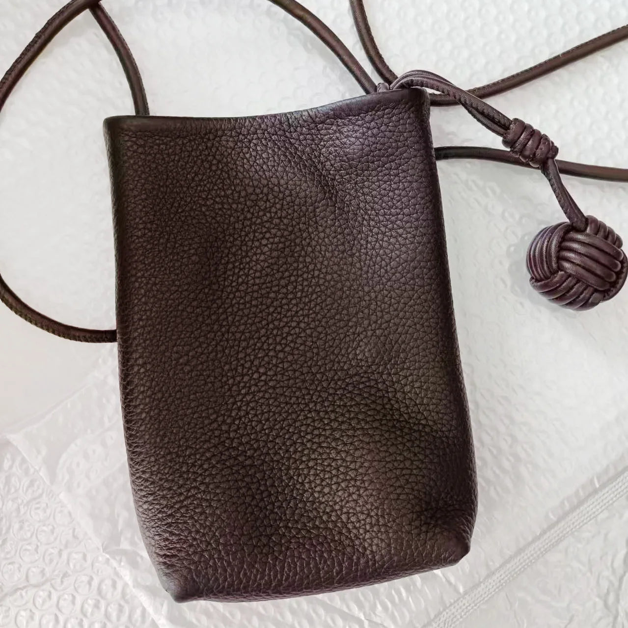 Genuine Leather Crossbody Bag Custom Initials Handwoven