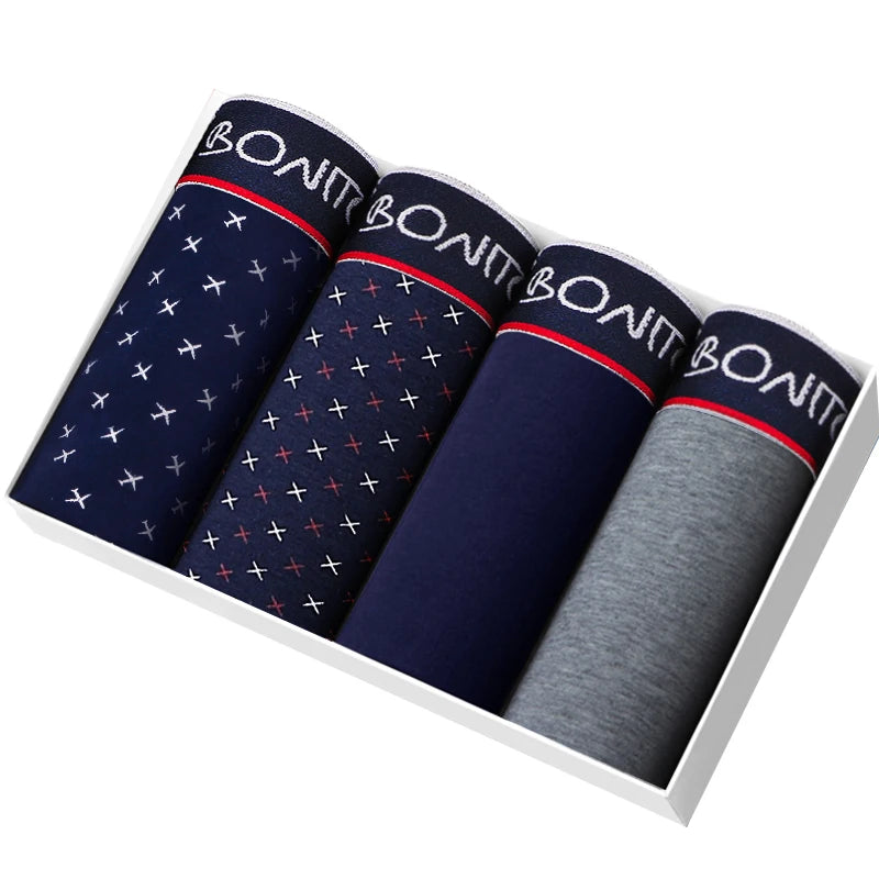 4 Pack Mens Boxer Shorts Cotton Underwear Set Soft Comfort