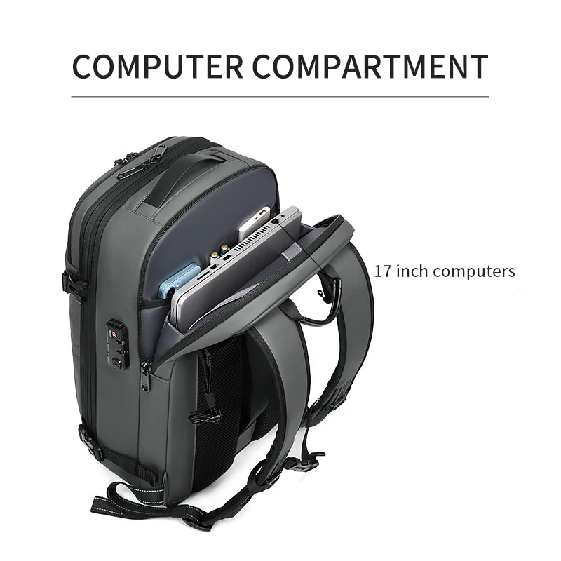 Men Travel Laptop Backpack 17 Inch Vacuum Compression