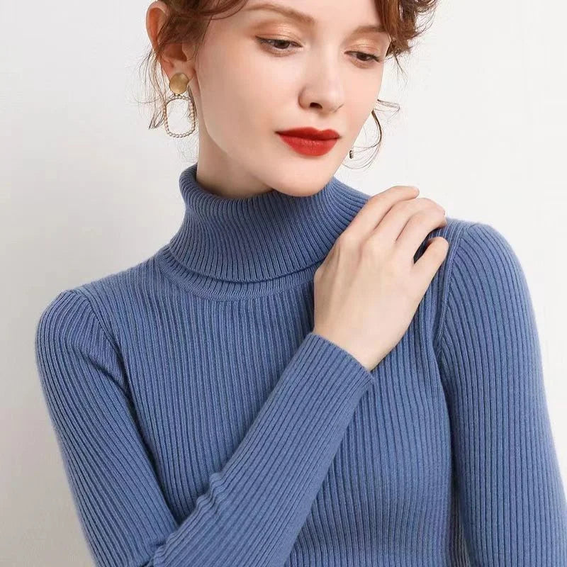 Autumn Winter Thick Women Sweater Long Sleeve Turtleneck