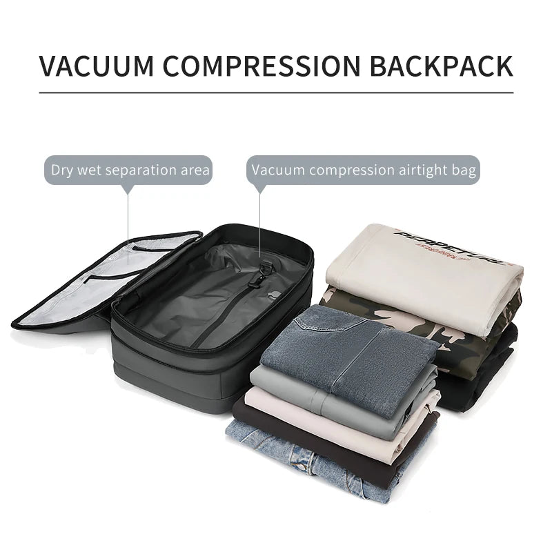 Men Travel Laptop Backpack 17 Inch Vacuum Compression