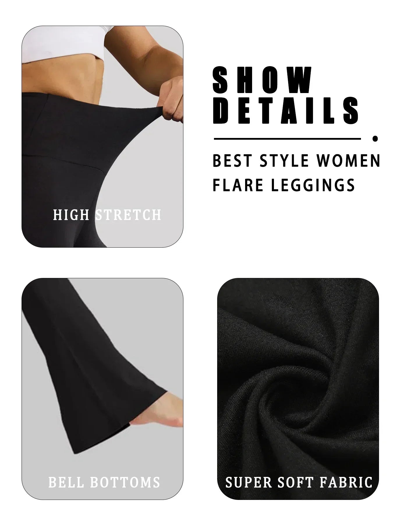 Two Pack Womens Flare Pants Tummy Control Bell Bottoms