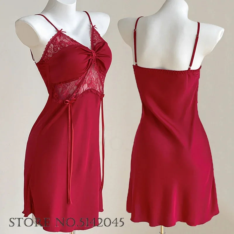 Temptation Lace Nightgown And Robe Set Satin Sleepwear