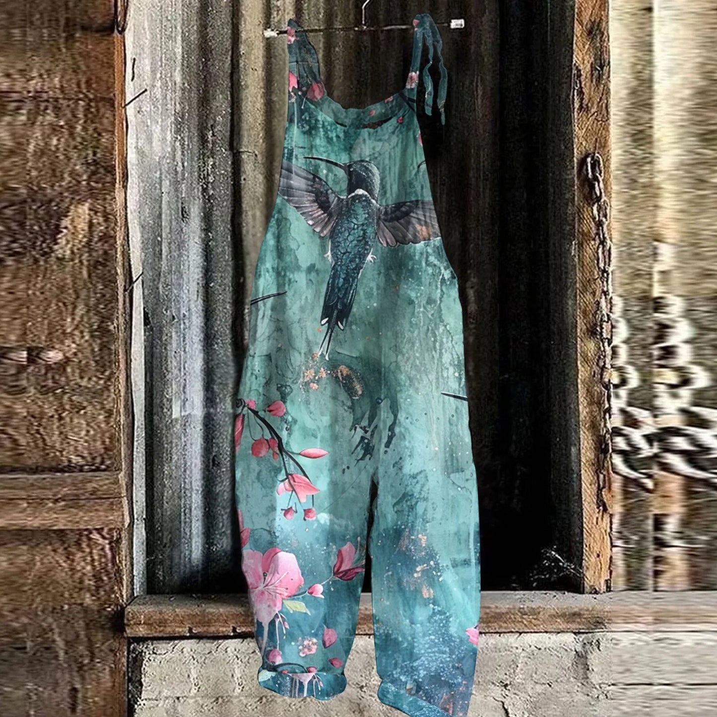 Floral Print Womens Jumpsuit Casual Loose Shoulder Strap