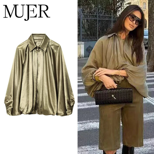 Mujer Ruched Bomber Jacket For Women Oversized Puffy Coat