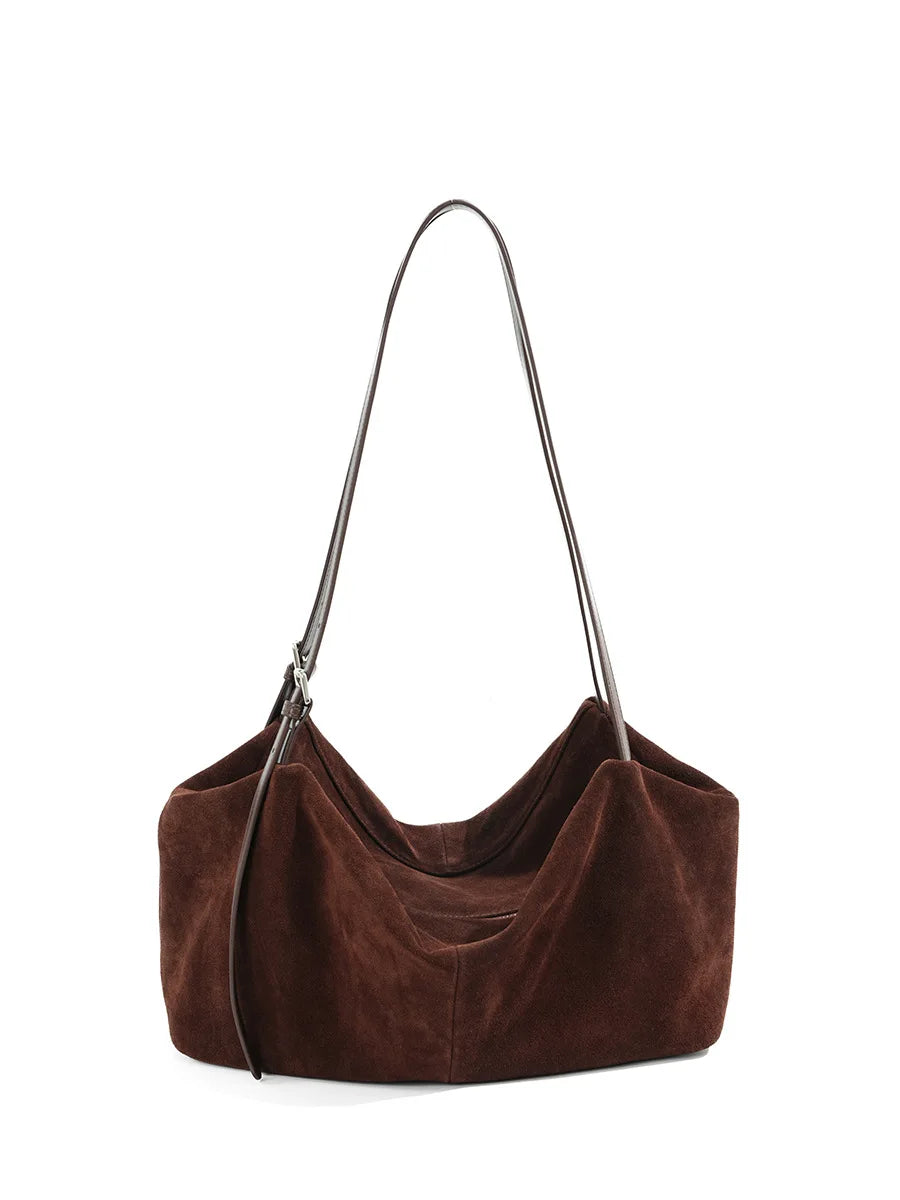Autumn Winter Suede Tote Bag Frosted Cowhide Accents
