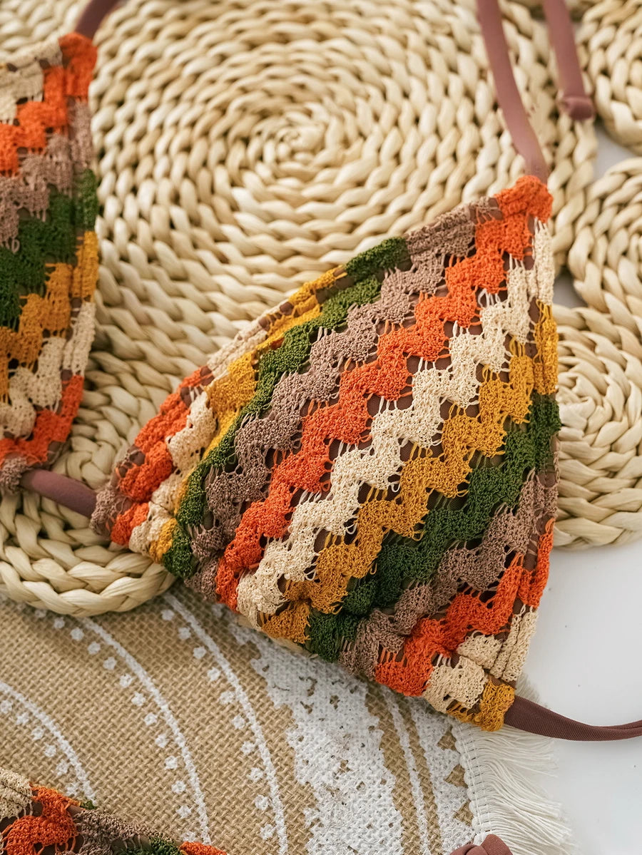 Crochet Halter Bikini 2025 Knitted Swimwear For Women