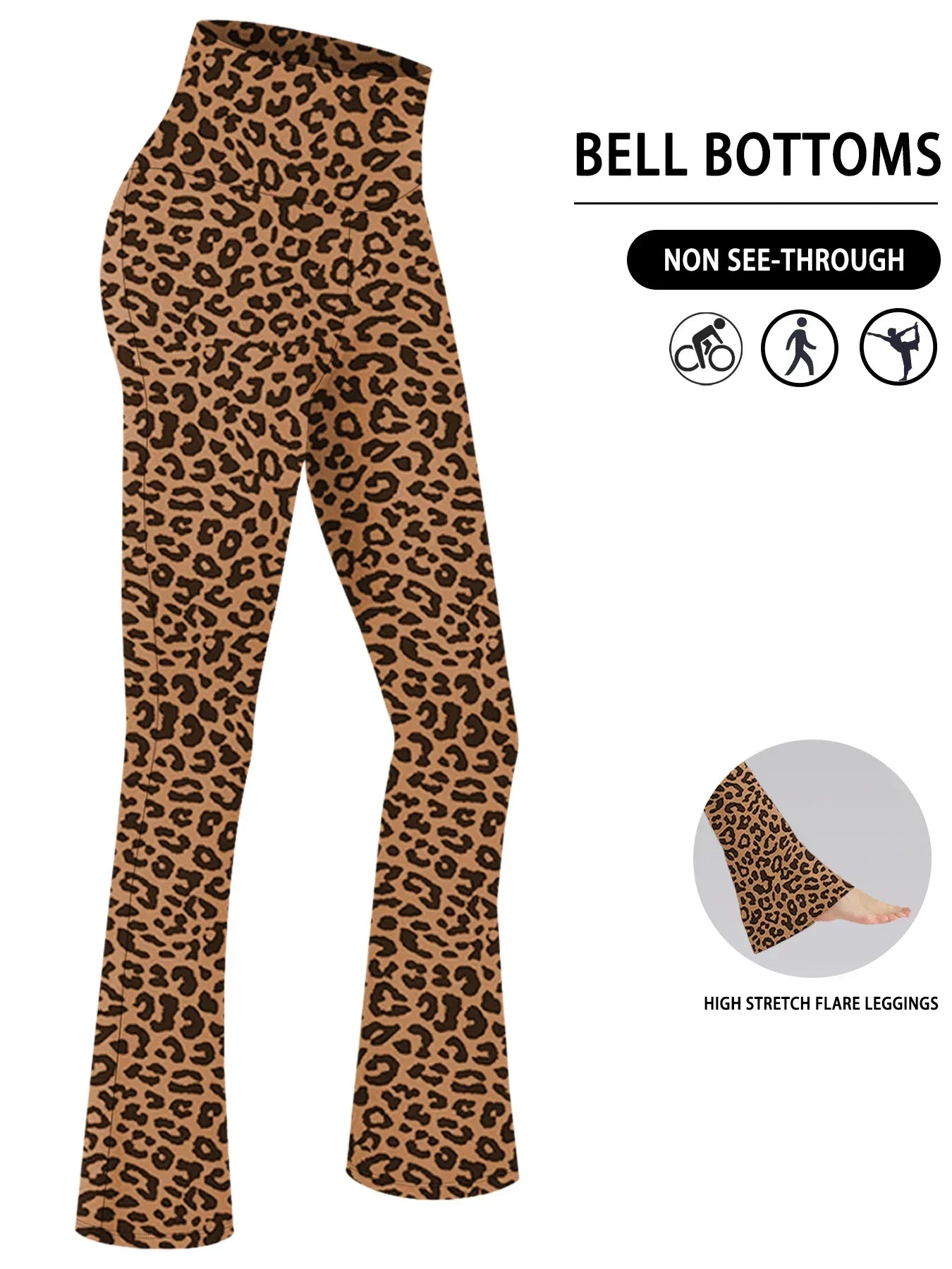 Womens Super Soft Flare High Waisted Tummy Control Leggings