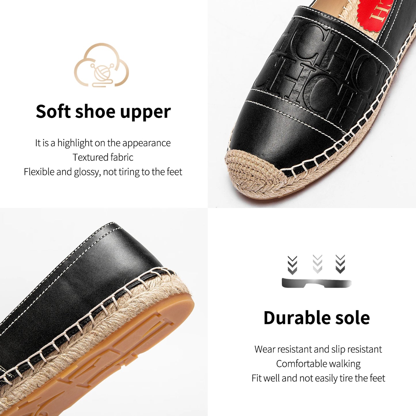 CHCH Womens Beach Shoes 2025 Handmade Hemp Bottom Flats