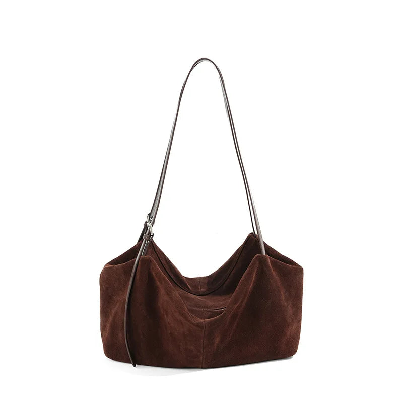 Autumn Winter Suede Tote Bag Frosted Cowhide Accents