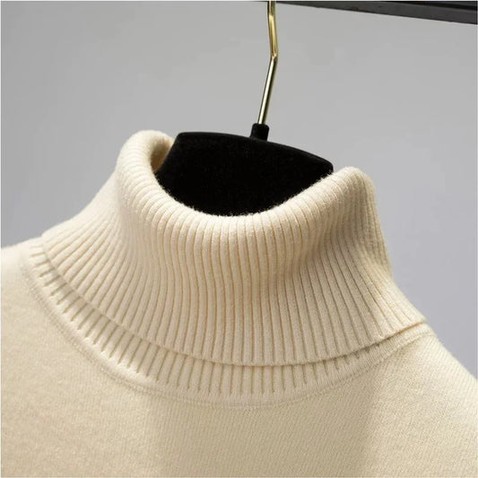 Women Turtleneck Velvet Lined Knit Sweater Thick Warm