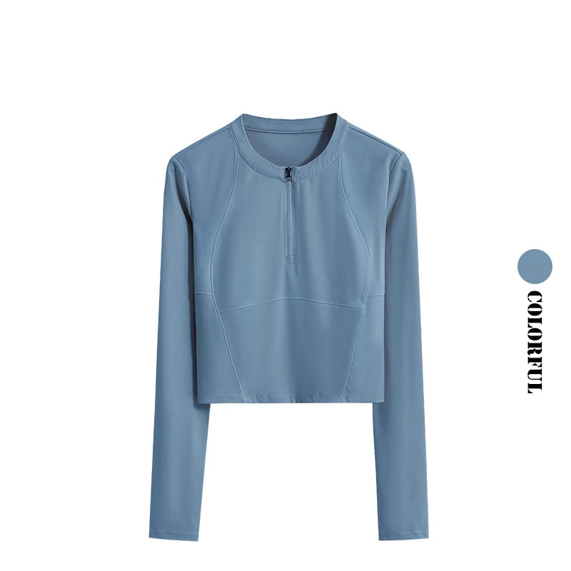 Drur Women Yoga Crop Top Long Sleeve Lightweight Sport Shirt