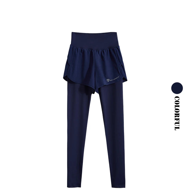 DRUR Womens Seamless High Waist Yoga Leggings 2 In 1