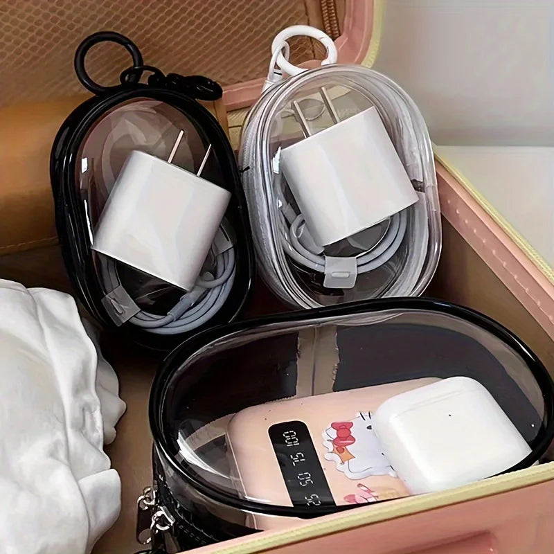 Portable Mini Clear Zipper Bag for Earphones and Chargers