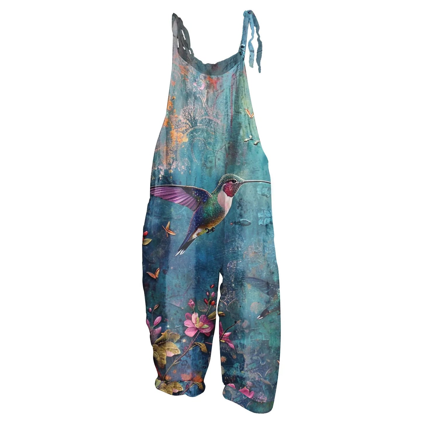 Floral Print Womens Jumpsuit Casual Loose Shoulder Strap