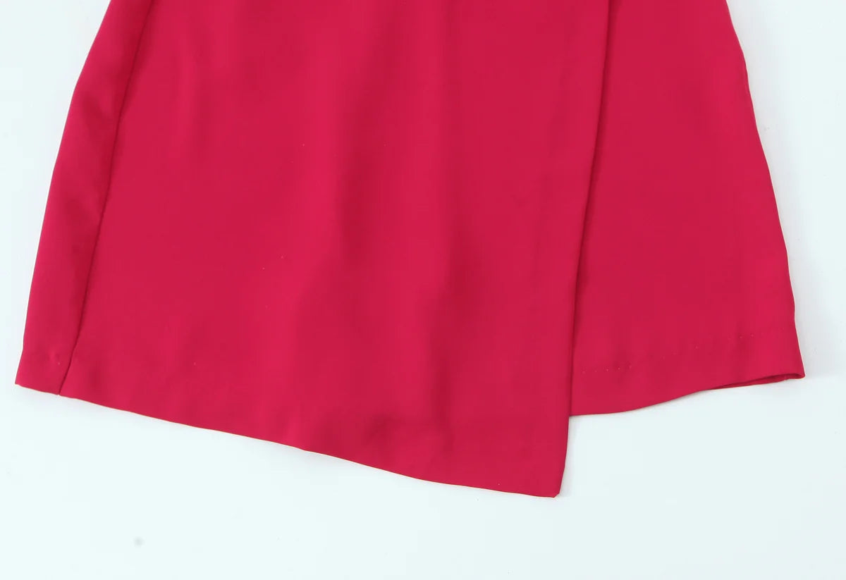 Traf Women 2025 Spring Tongle Short Jumpsuit Round Neck Fit