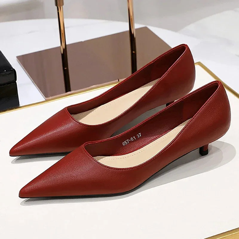 Spring 2024 Women High Heels 4cm Pointed Toe Office Pumps