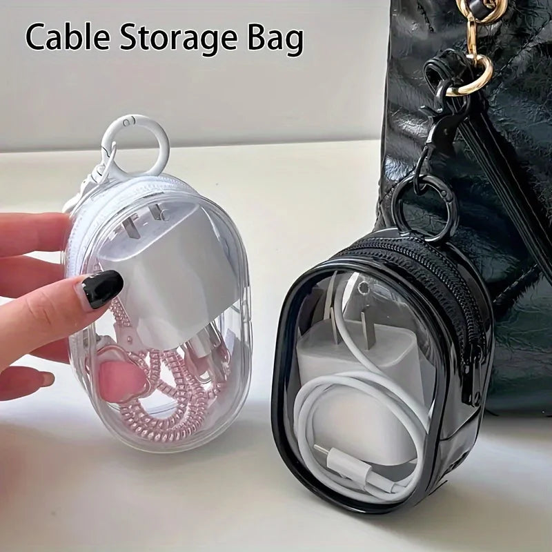 Portable Mini Clear Zipper Bag for Earphones and Chargers